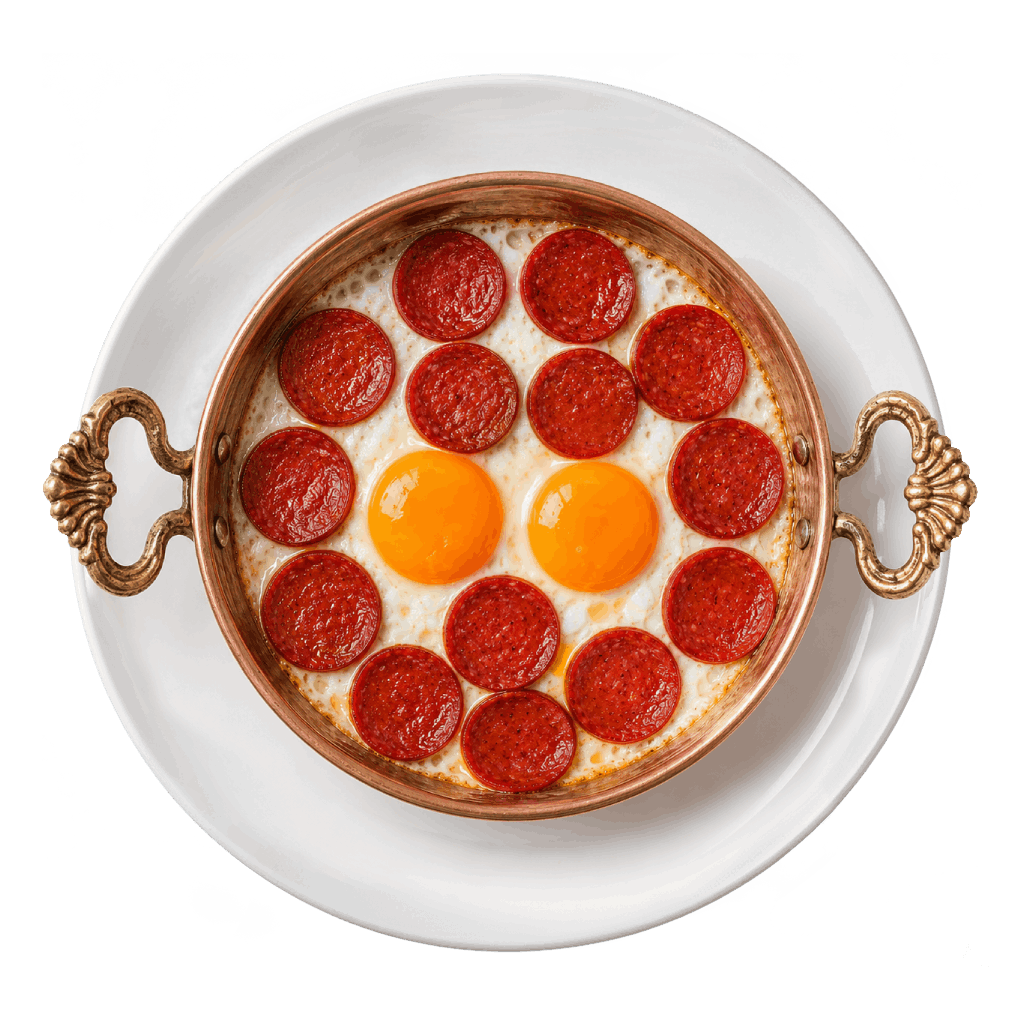 Tavada Cızırdayan Sucuklu Yumurta