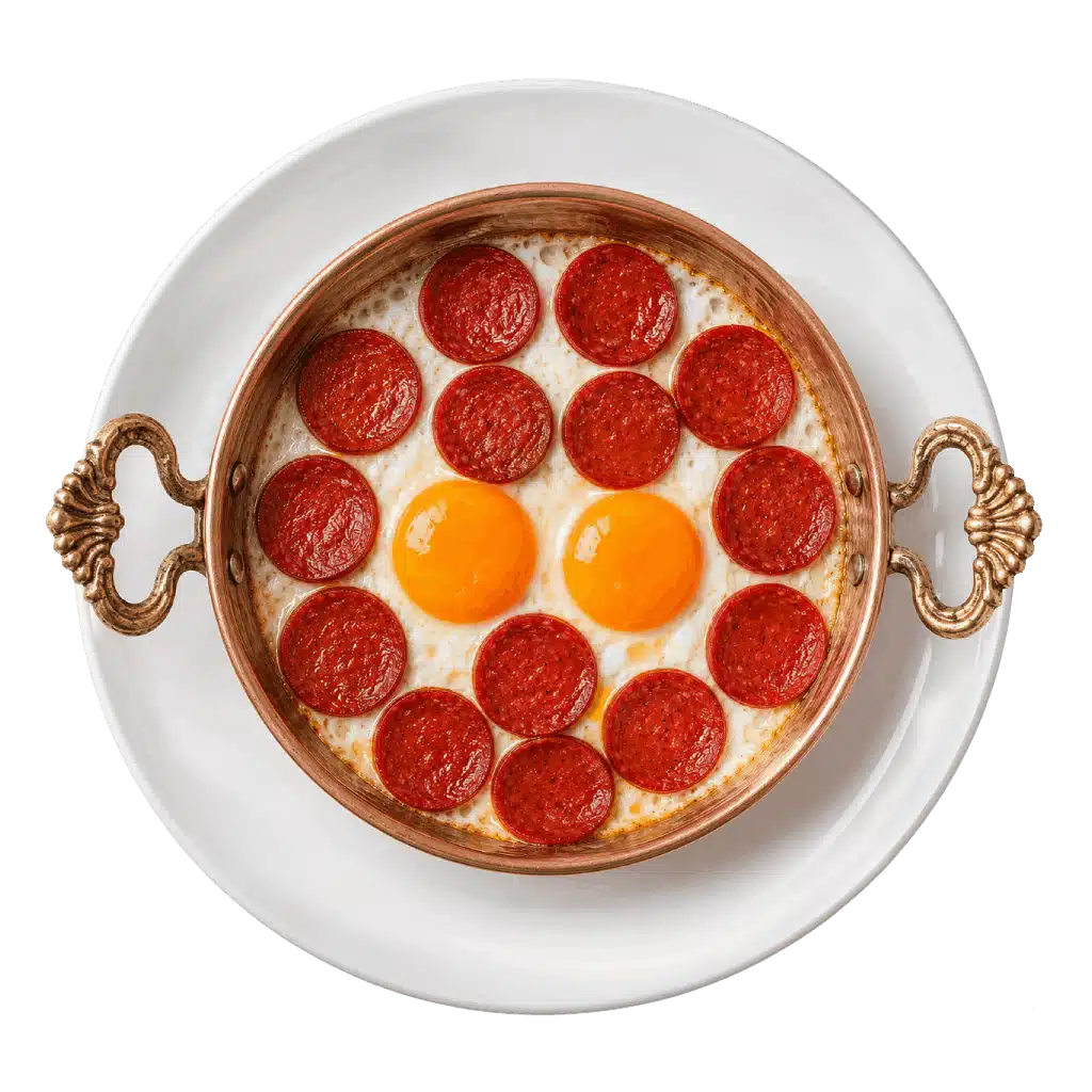 Tavada Cızırdayan Sucuklu Yumurta