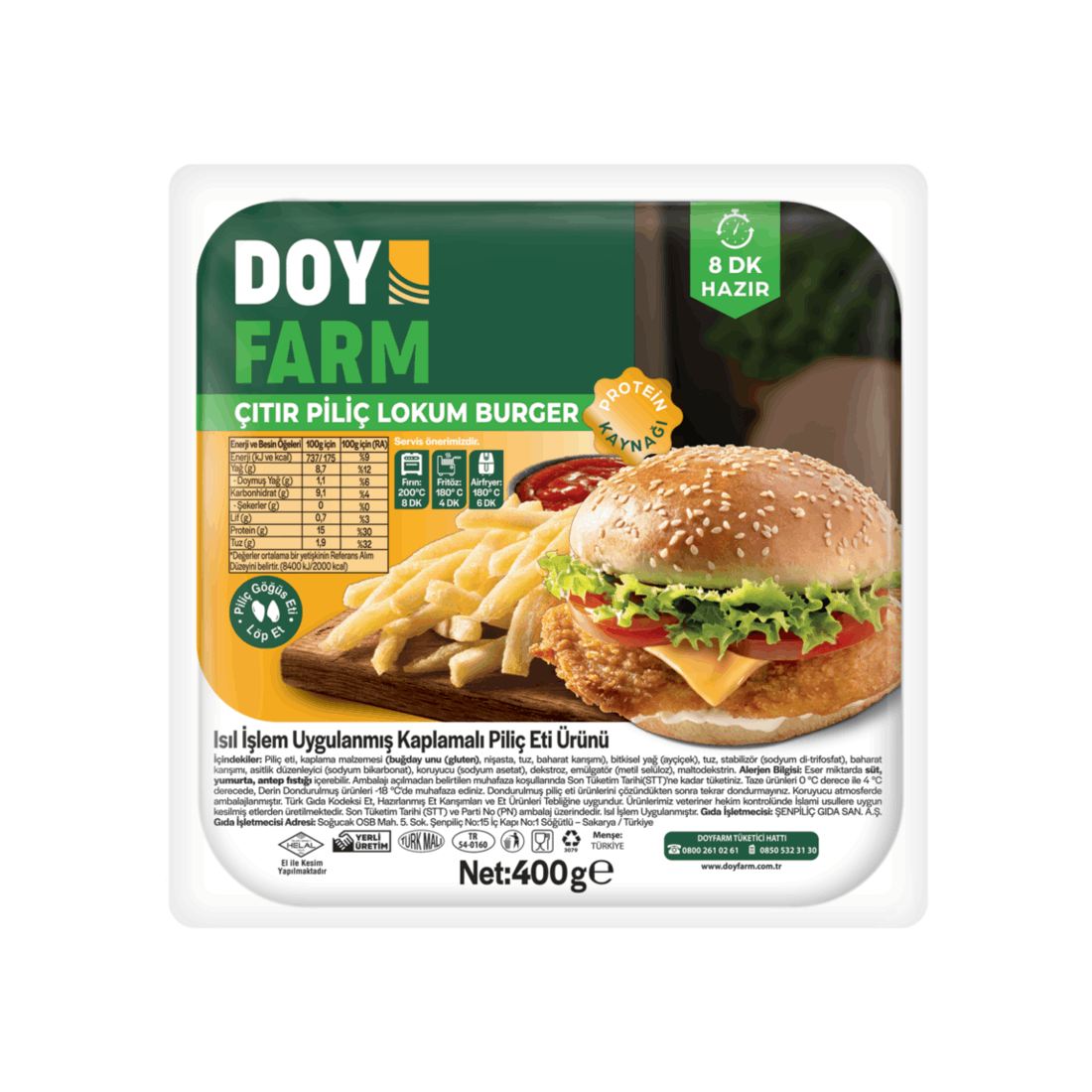 Çıtır Piliç Lokum Burger 400 g